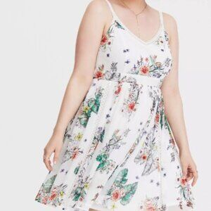 Torrid White Crochet Chiffon Mini Dress NWOT